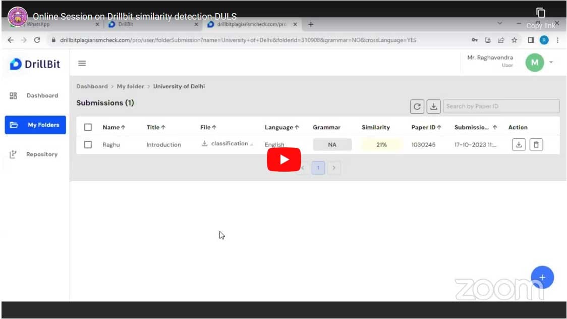 Online Training session for the Drillbit-Extreme Plagiarism Detection Software (October 17, 2023)