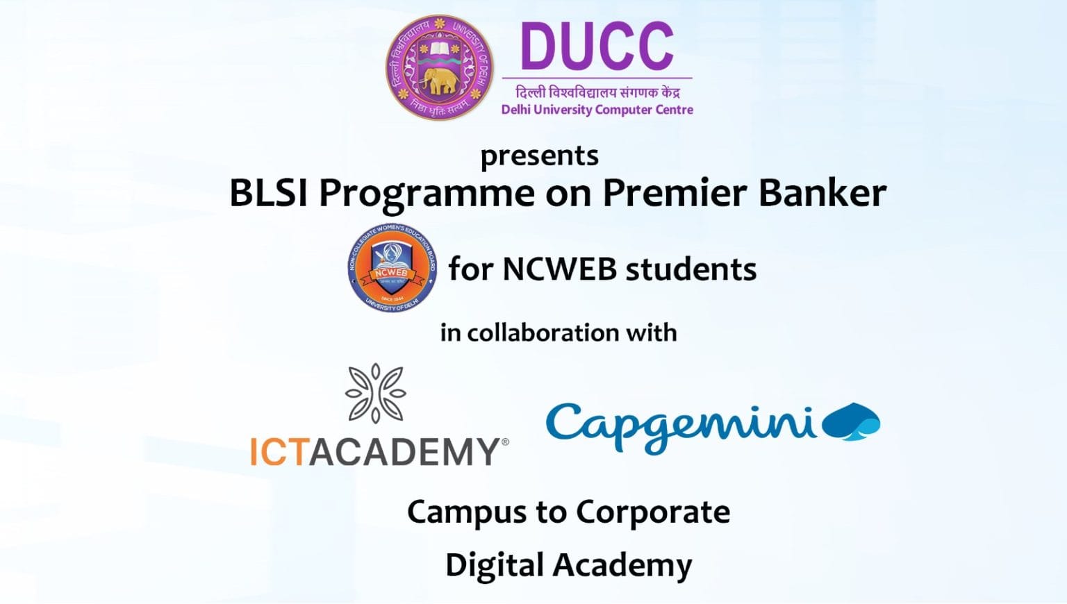 BFSI Programme on Premier Banker for NCWEB Students (October 07 – November 11, 2024)